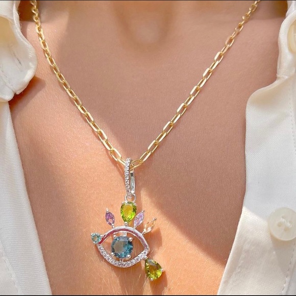 Evil Eye Statement Necklace - Picture 3 of 4